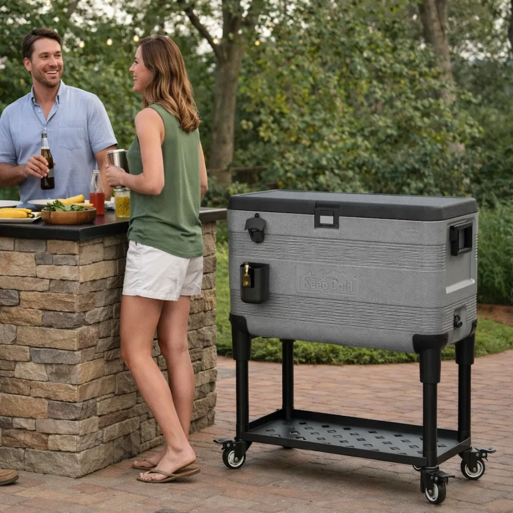Duramax Patio Beverage Cooler 70L PU Insulation & Wheels, Grey