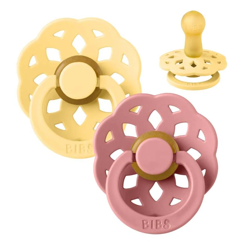Bibs Boheme Duda - 2-paket - vel. 2 - prirodni kaučuk - Svijetli maslac/Prašnato ružičasta