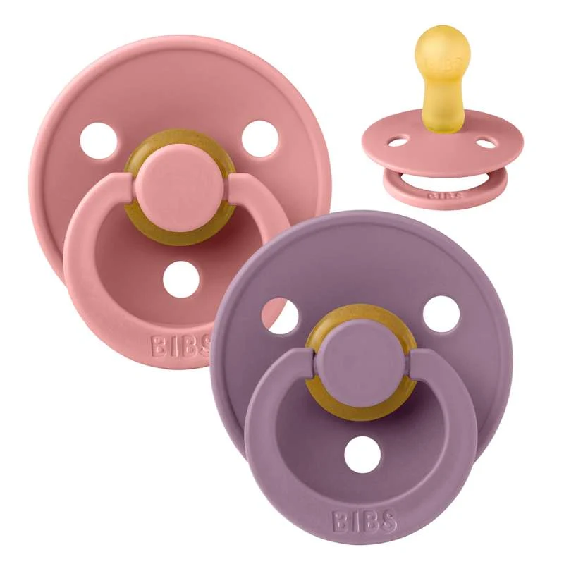 Bibs Okrugla Colour Duda - 2-Pak - vel. 2 - prirodni kaučuk - Prašnjavo ružičasta/Mauve