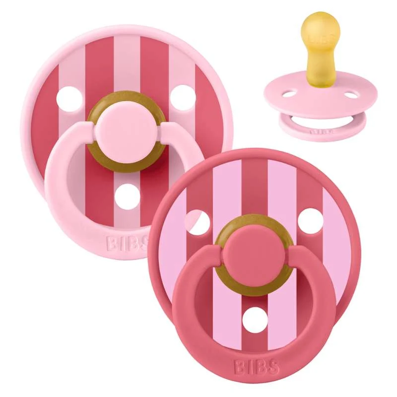 Bibs Okrugla Colour Duda - 2-Pak - vel. 2 - prirodni kaučuk - Studio - Blok - Baby Pink/Koralna Mješavina