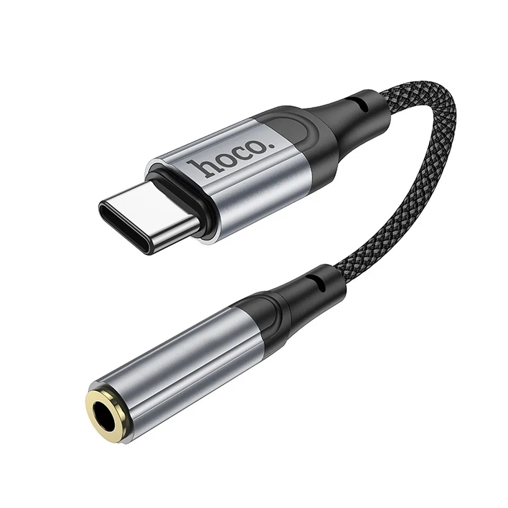 HOCO AUX adapter Type - C na Jack 3,5 mm LS36 12 cm crni