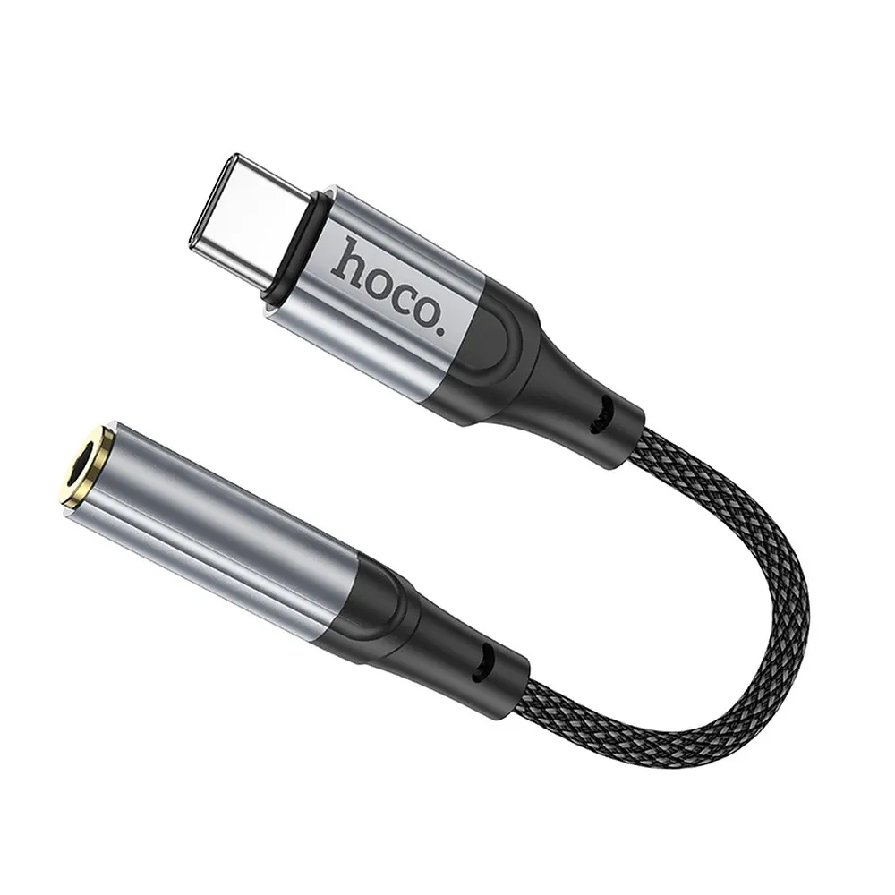 HOCO AUX adapter Type - C na Jack 3,5 mm LS36 12 cm crni