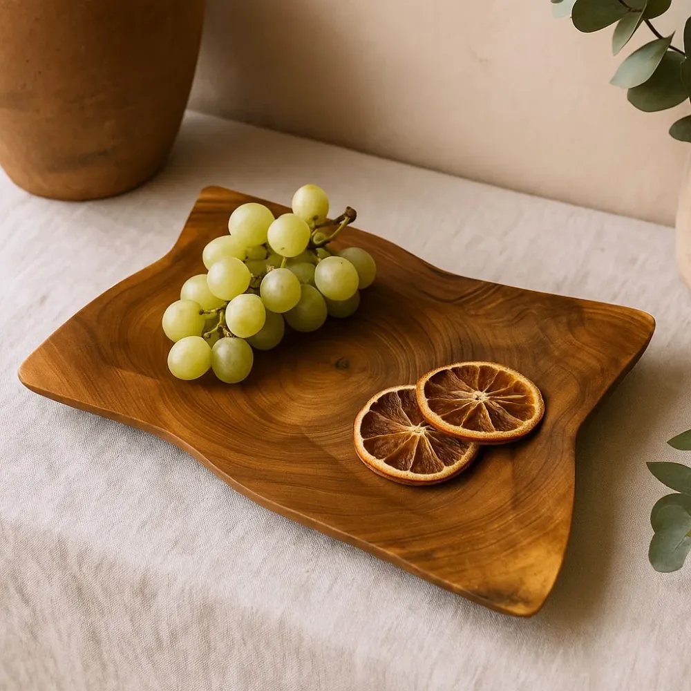 Teak četvrtasti tanjur, 20 cm