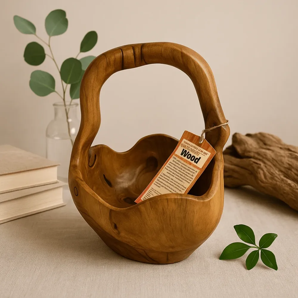 Teak korijen zdjela s stražnjom drškom 25cm