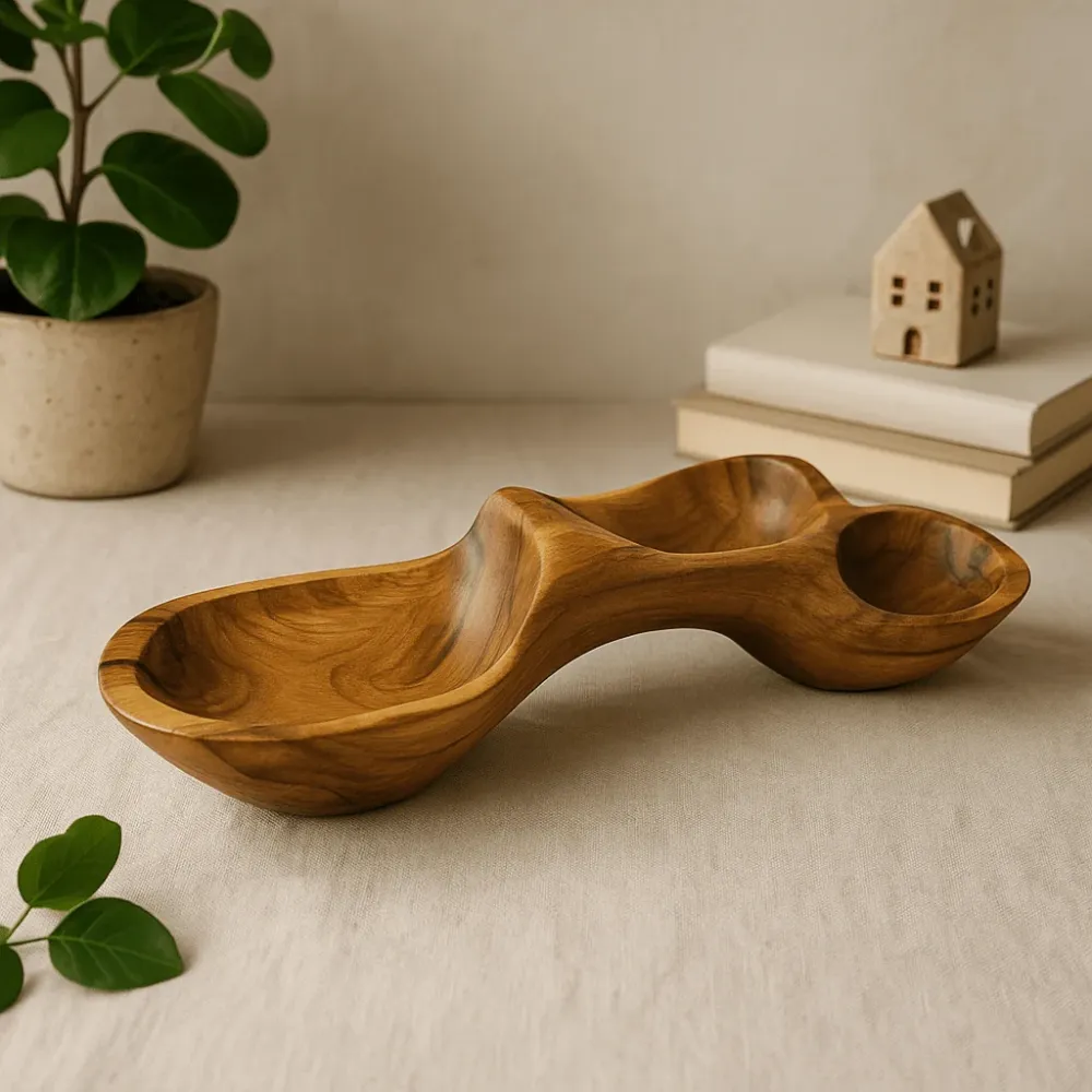 Ukrasna zdjela od korijena tikovine 40cm