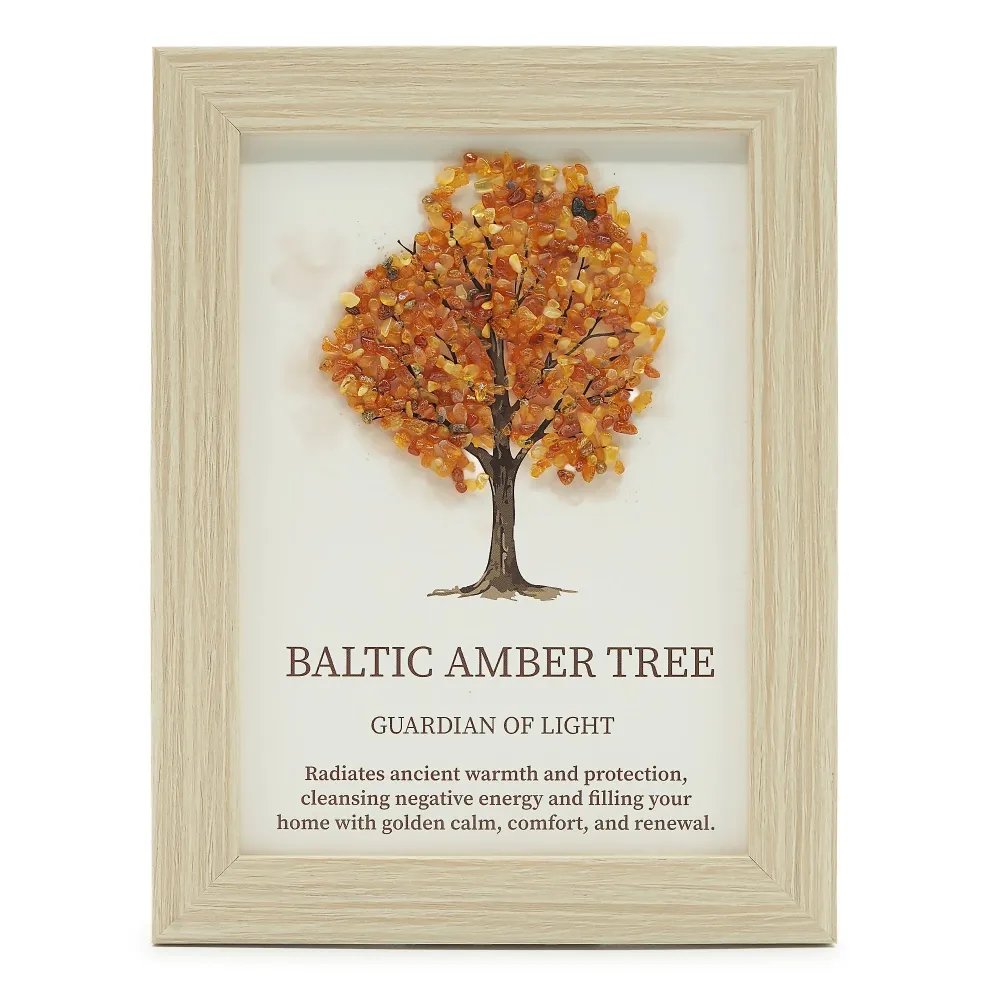Slika od dragog kamena - Stablo života - Baltički jantar (20x14,7x1 cm)