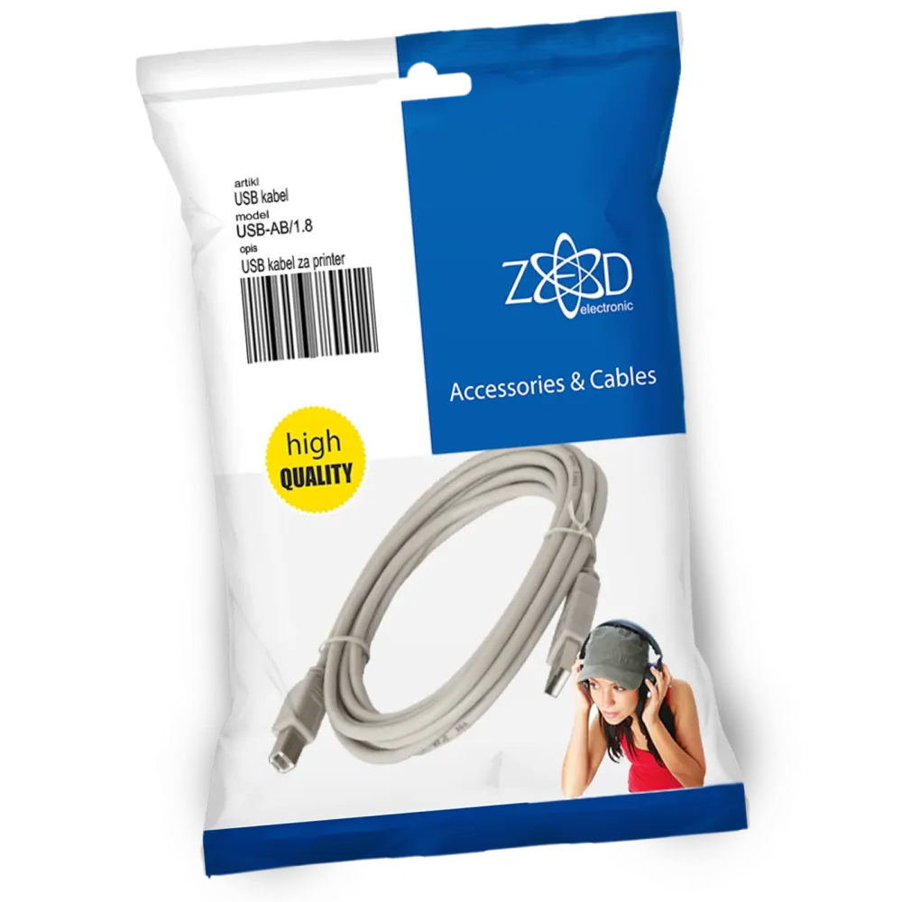ZED electronic USB kabel za printer, dužina 1.8 metara - USB-AB/1.8