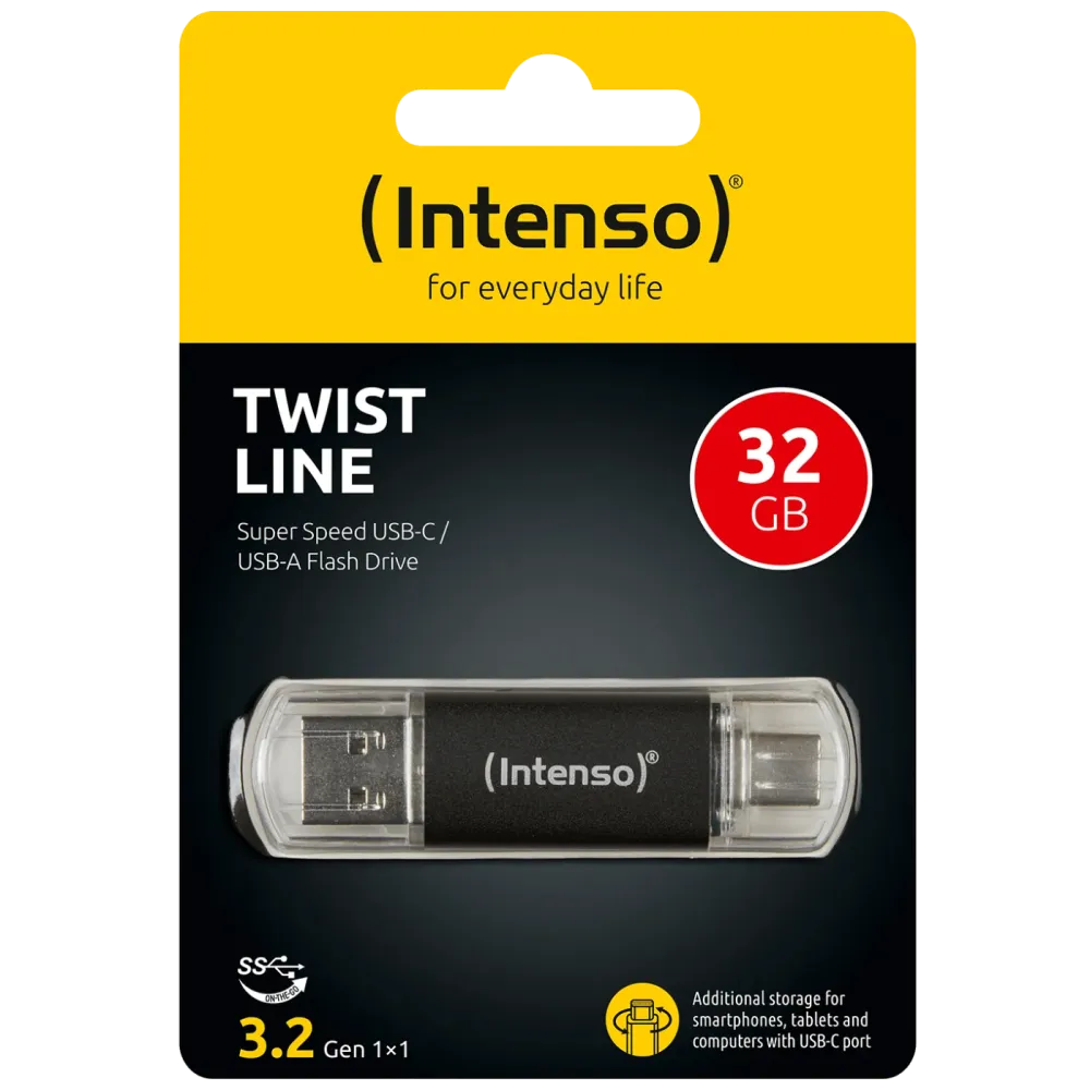 (Intenso) USB Flash drive 32GB, USB 3.2, USB-C, USB-, Twist Line - USB3.2-32GB/Twist Line