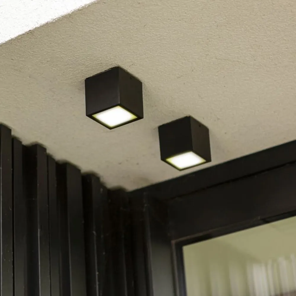 LED stropna svjetiljka GEMINI, mat crna, 7W, 3000K, IP65