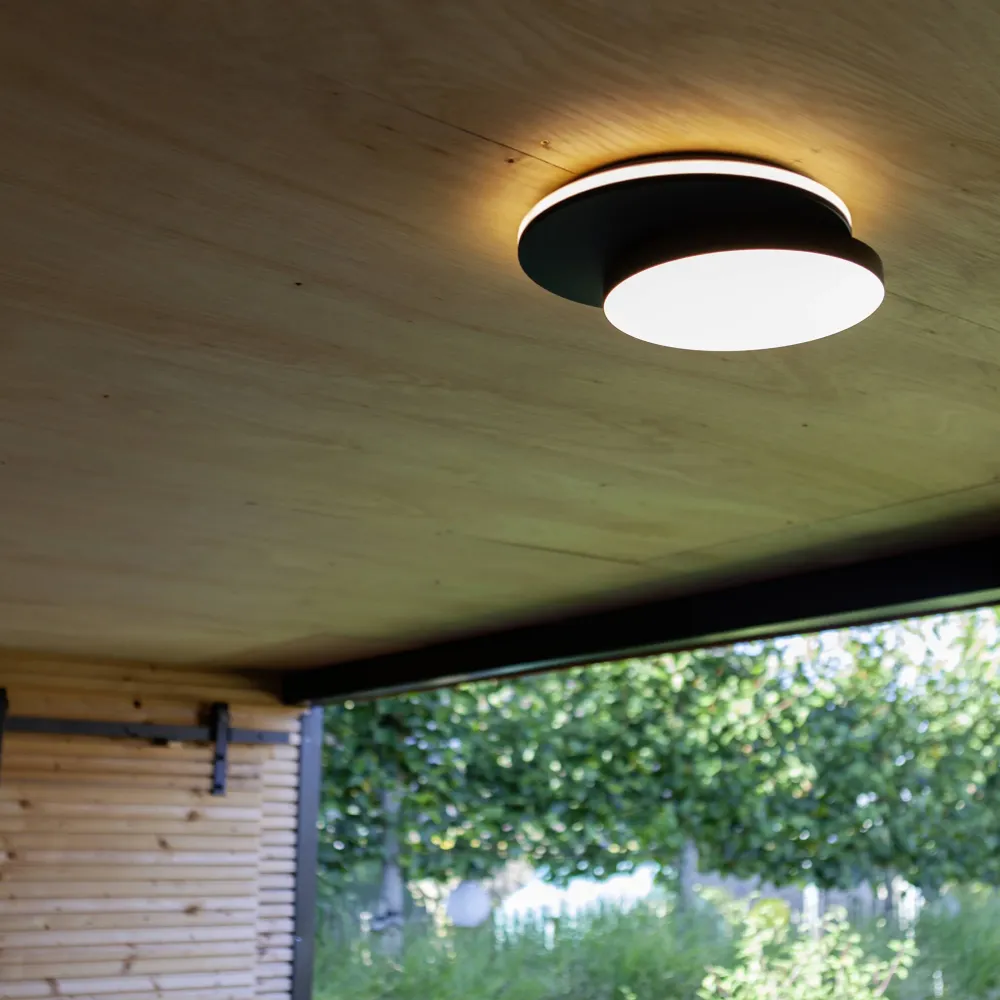 LED stropna svjetiljka GOLETA, mat crna, 24.3W, 3000K/4000K, IP54, Ø300mm