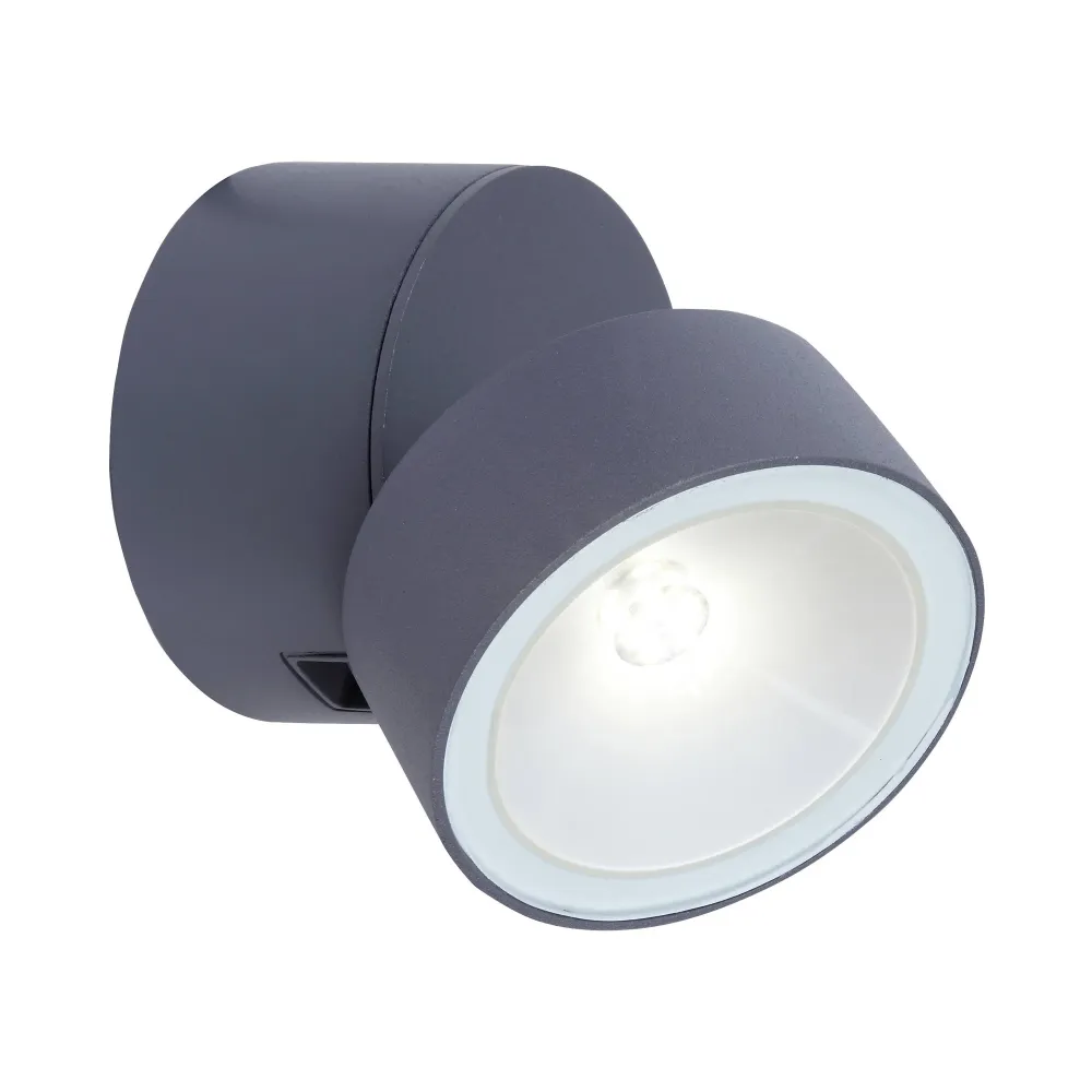 LED zidna spot svjetiljka TRUMPET, tamno siva, 5.7W, 4000K, IP54