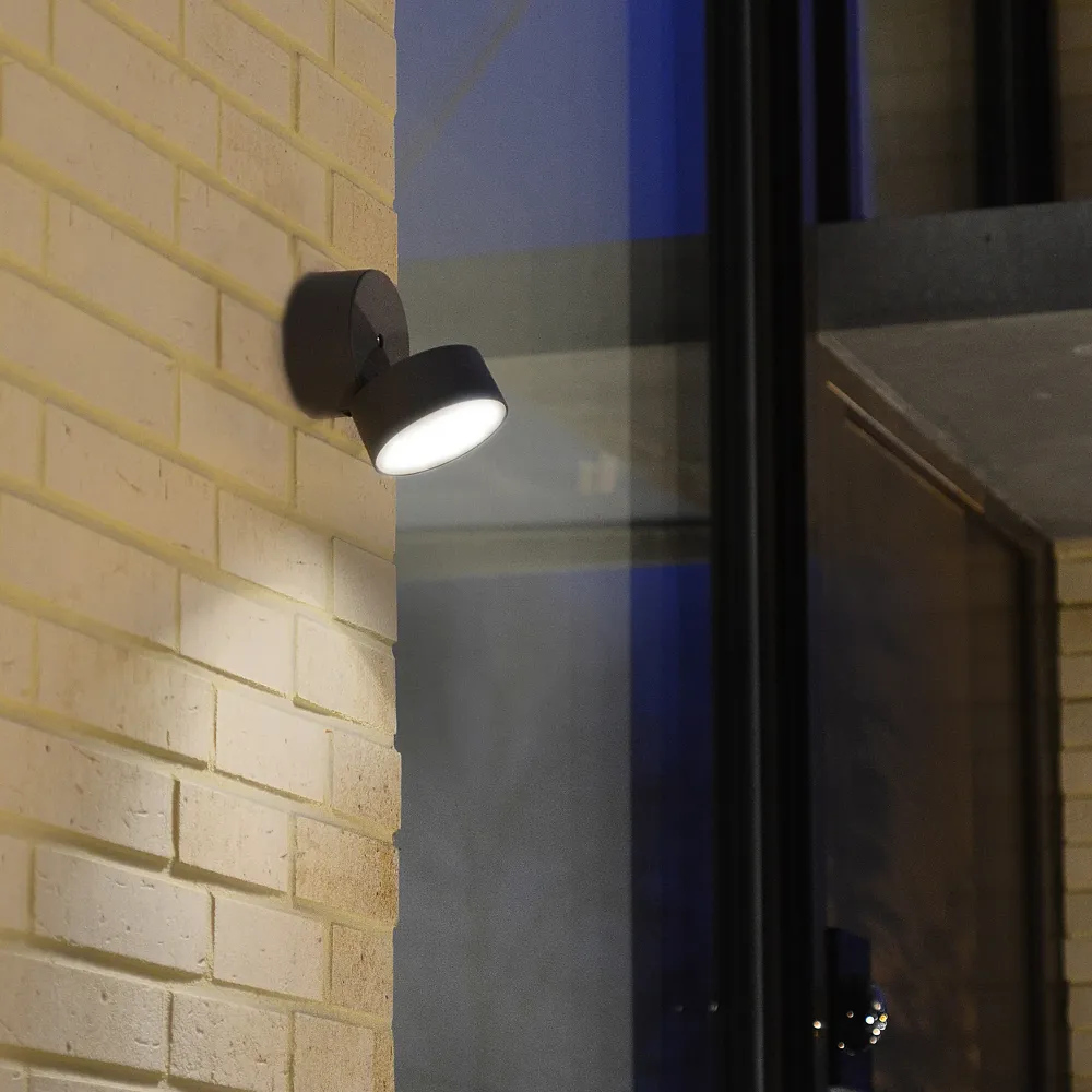 LED zidna spot svjetiljka TRUMPET, tamno siva, 8.5W, 4000K, IP54