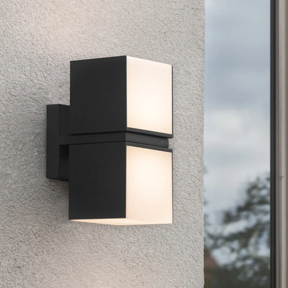 LED zidna svjetiljka CUBA, mat crna, 19W, 3000K, IP54