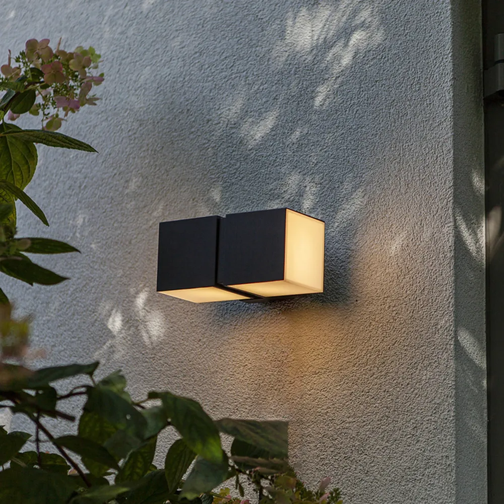 LED zidna svjetiljka CUBA, mat crna, 19W, 3000K, IP54