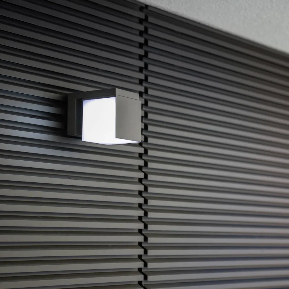 LED zidna svjetiljka CUBA, tamno siva, 9.5W, 4000K, IP54