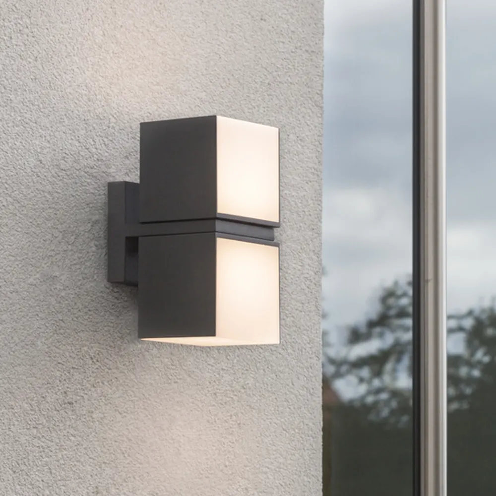 LED zidna svjetiljka CUBA, tamno siva, 19W, 4000K, IP54