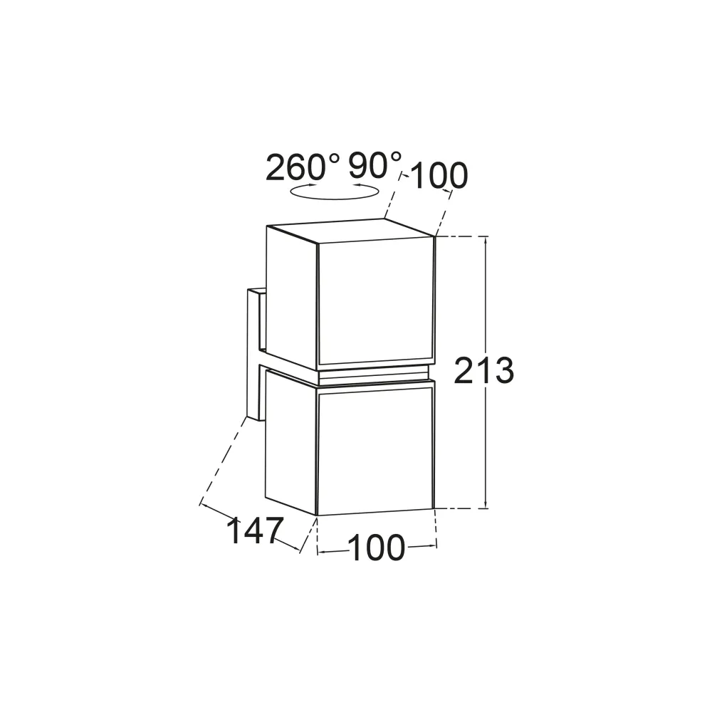 LED zidna svjetiljka CUBA, tamno siva, 19W, 4000K, IP54