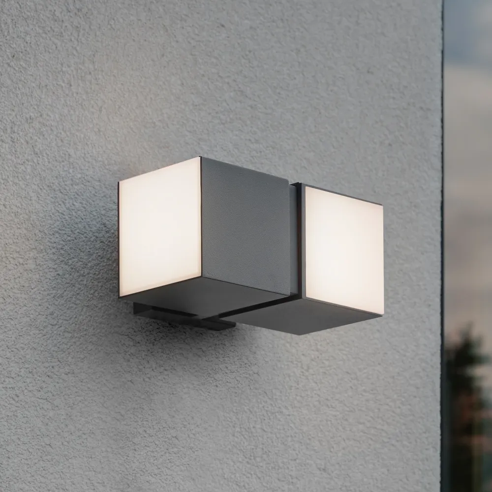 LED zidna svjetiljka CUBA, tamno siva, 19W, 3000K, IP54