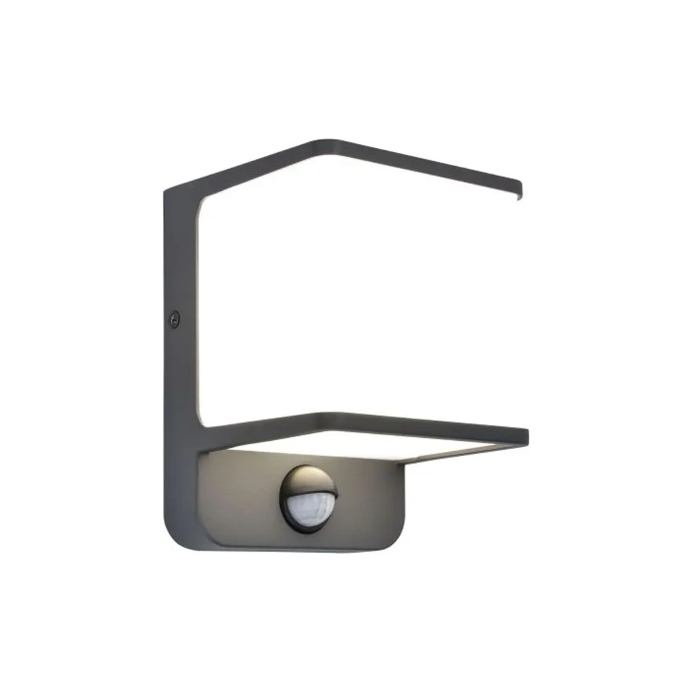 LED zidna svjetiljka DOBLO, senzor pokreta, tamno siva, 14W, 4000K, IP54