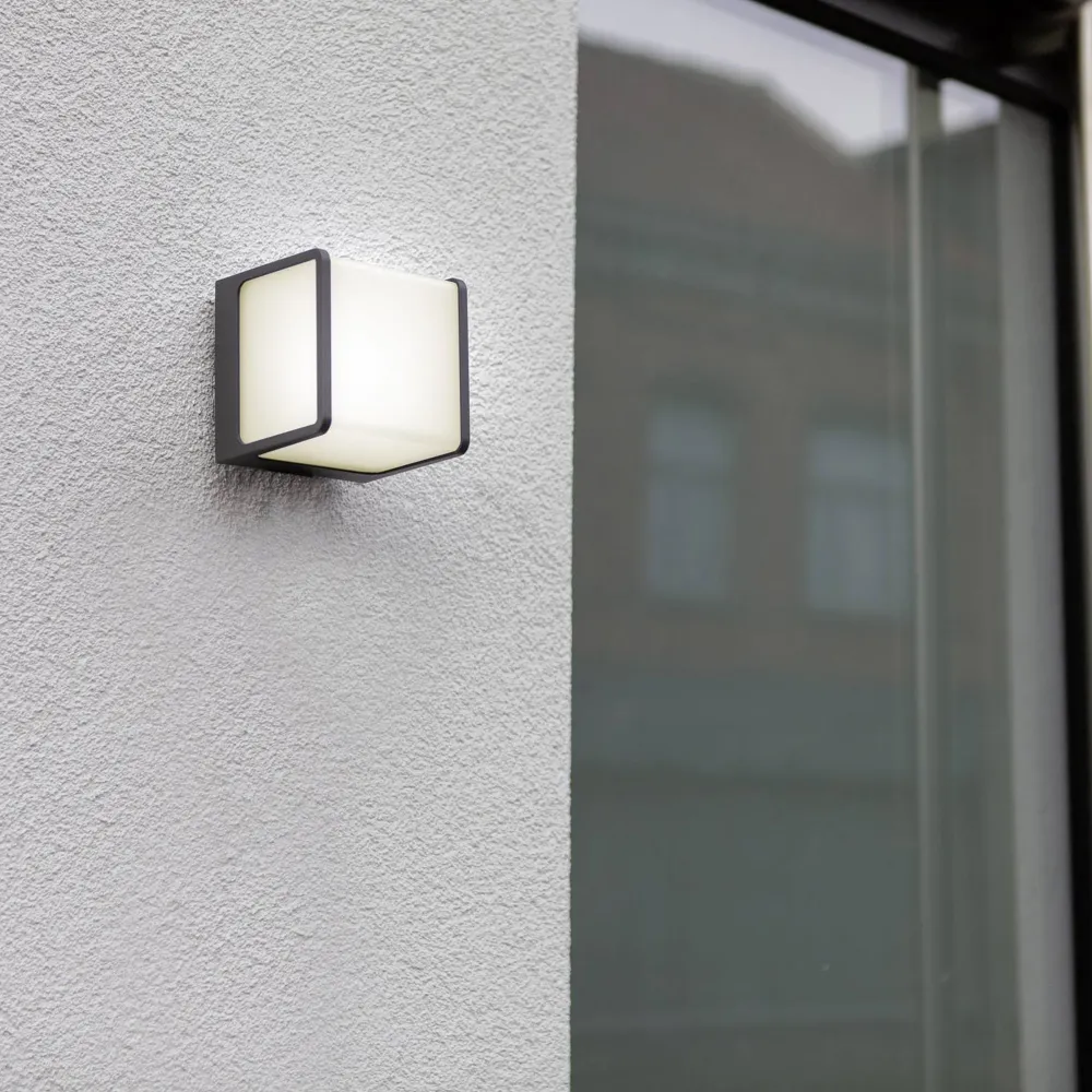 LED zidna svjetiljka DOBLO, tamno siva, 14.5W, 3000K, IP54