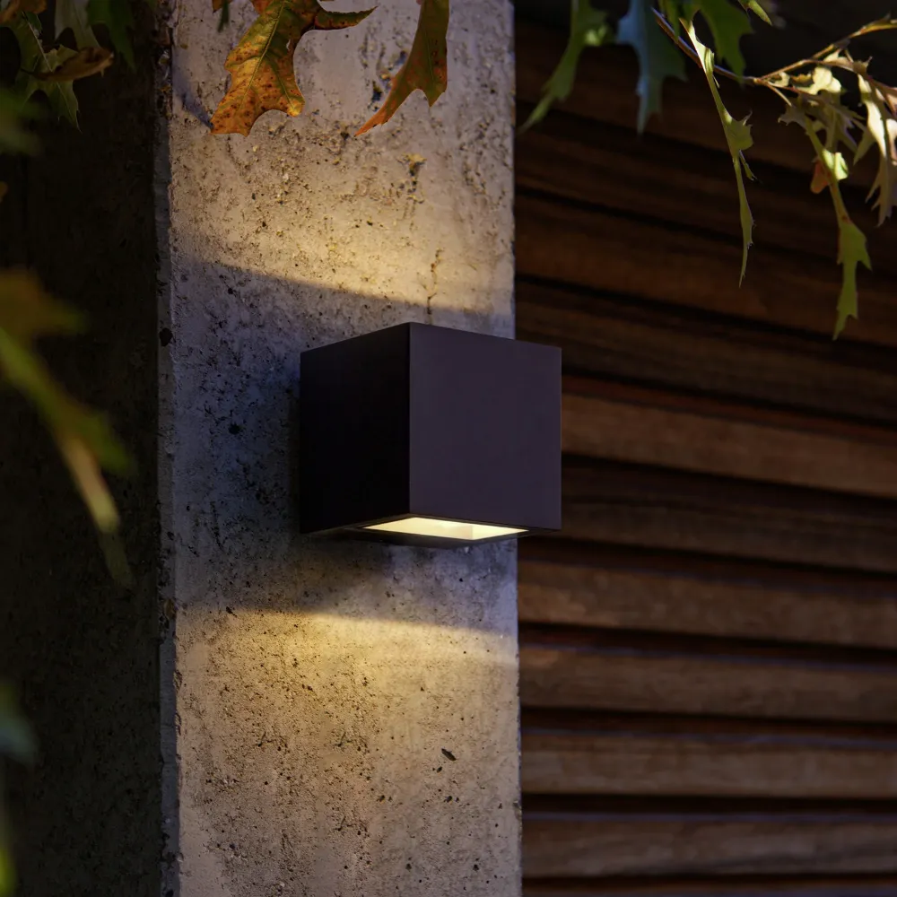 LED zidna svjetiljka GEMINI, mat crna, 9W, 3000K, IP54