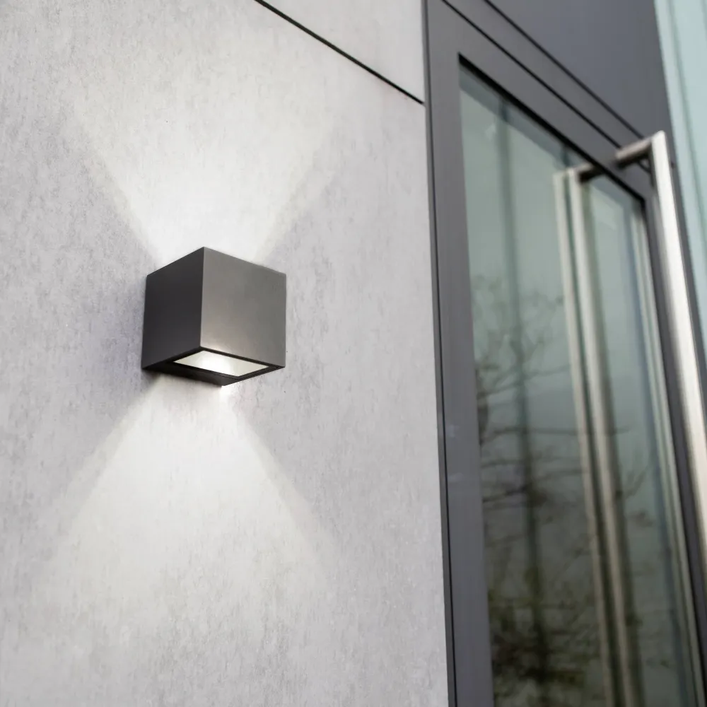 LED zidna svjetiljka GEMINI, tamno siva, 9W, 4000K, IP54