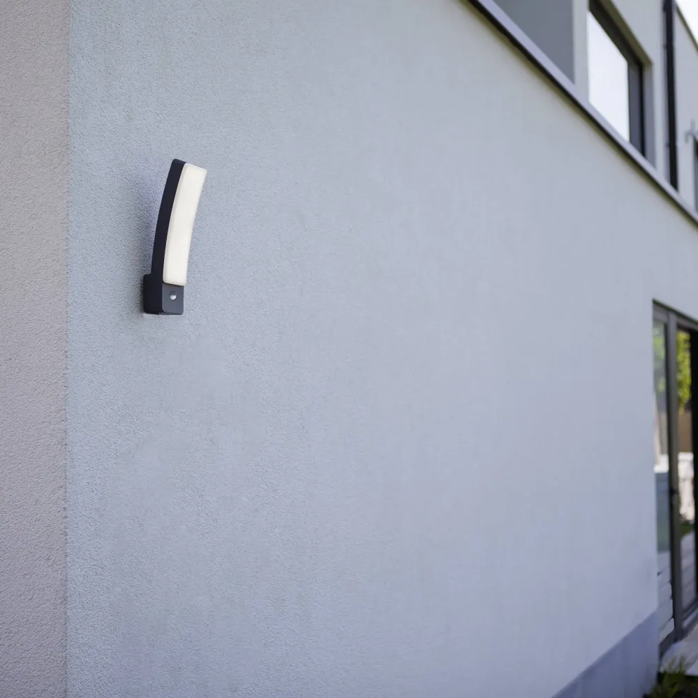 LED zidna svjetiljka KIRA, senzor pokreta, tamno siva, 18W, 4000K, IP54