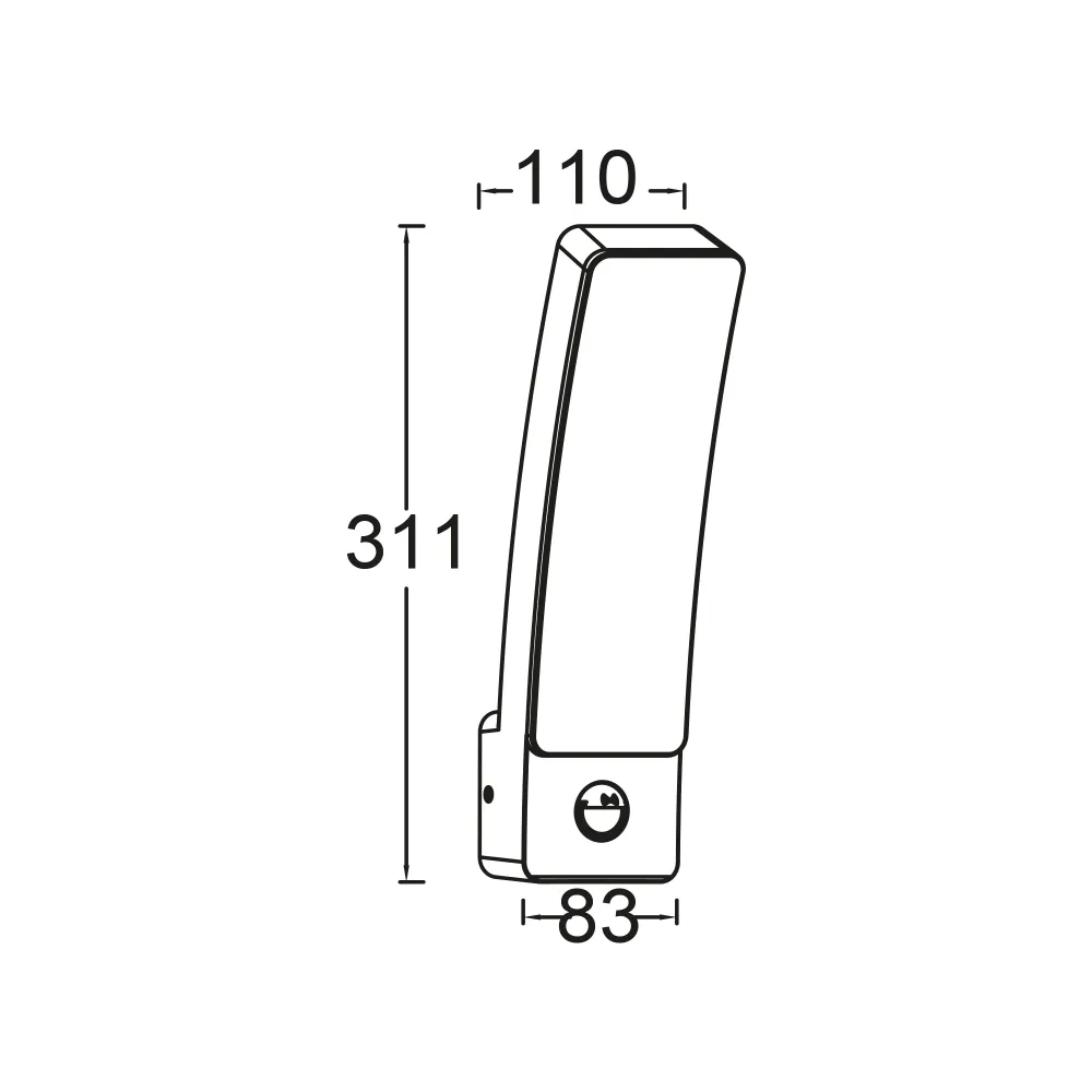 LED zidna svjetiljka KIRA, senzor pokreta, tamno siva, 18W, 4000K, IP54