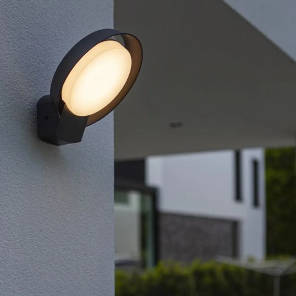 LED zidna svjetiljka POLO, tamno siva, 15W, 3000K, IP54