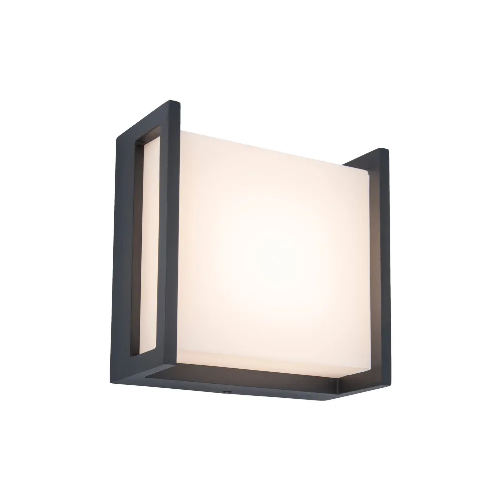 LED zidna svjetiljka QUBO, tamno siva, 7.8W, 3000K, IP54