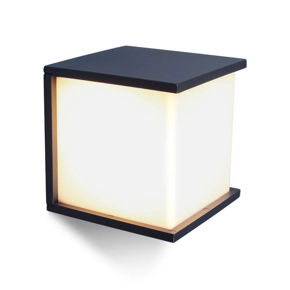 Zidna svjetiljka BOX CUBE, tamno siva, 1xE27, IP44