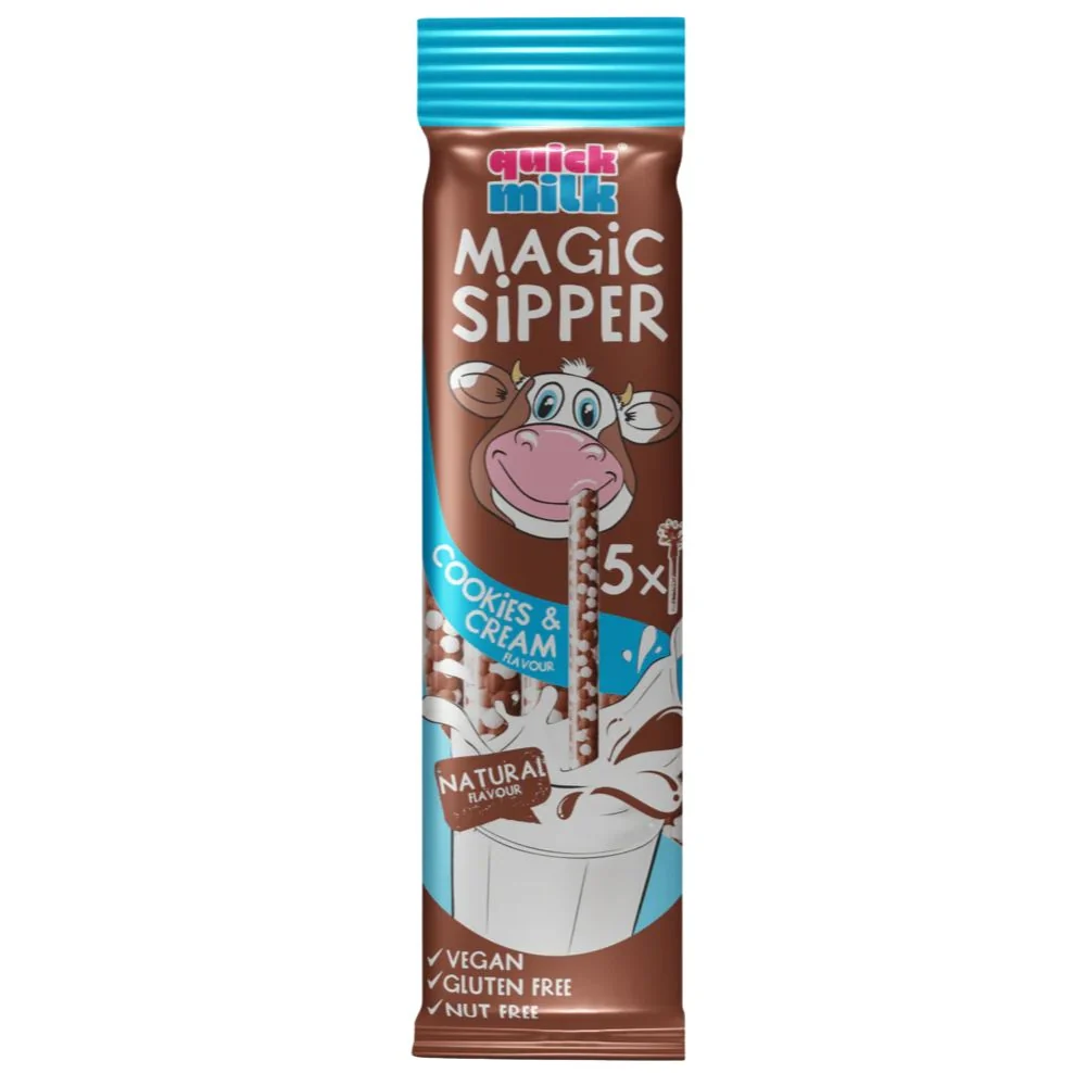 Quick Milk Magic Sipper Cookies & Cream Flavor, slamke s bombonima s okusom keksa i vrhnja od 30g