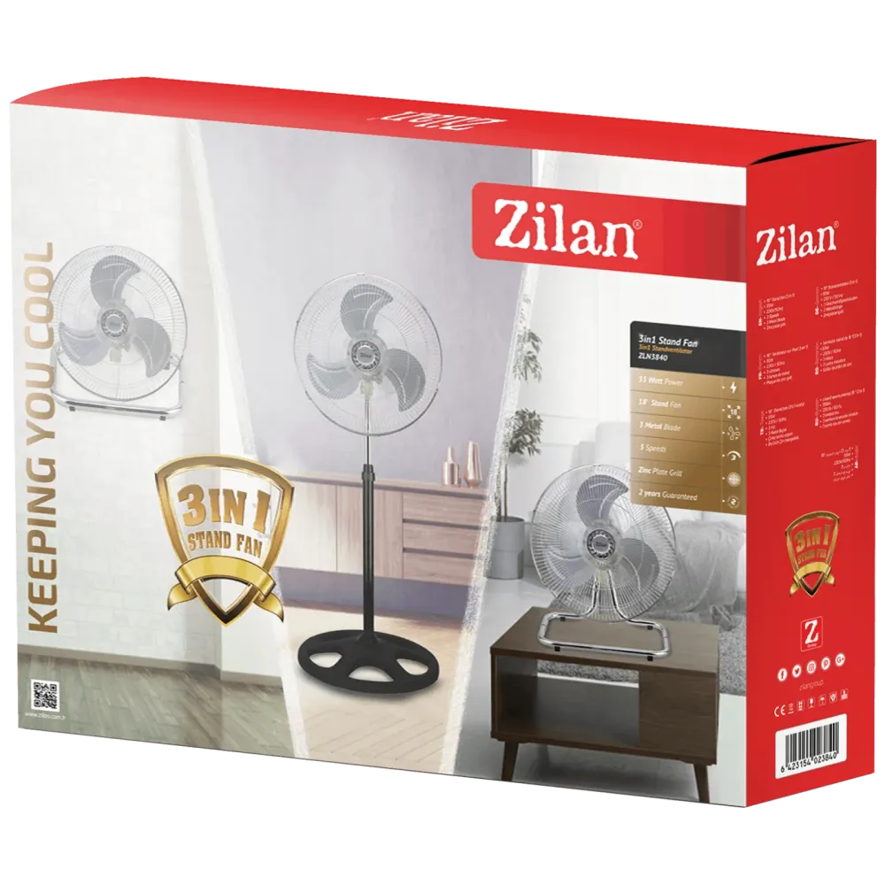 Zilan Ventilator, 3u1, stalak / stolni / podni, 55W - ZLN3840
