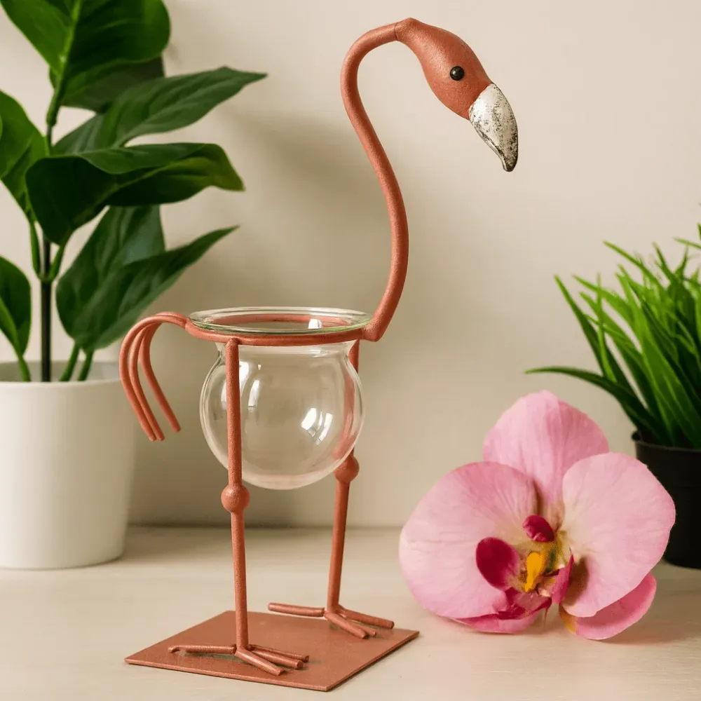 Hidroponski lonac ružičasti metalni saksija za flamingo