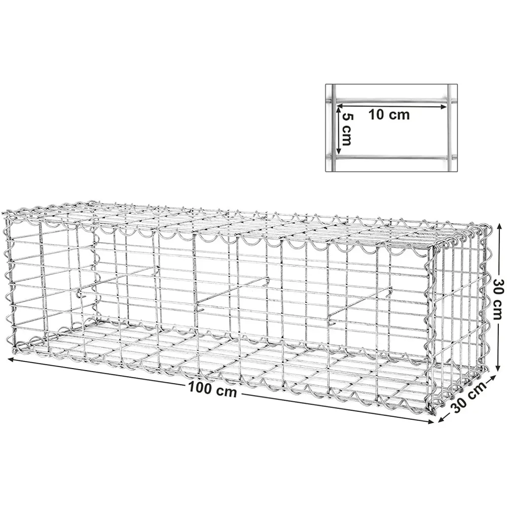 Gabionska košara, metalni gabionski kavez 100 x 30 x 30 cm