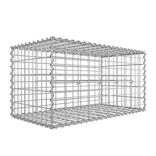 Galvanizirana metalna gabionska košara s mrežom, 100 x 50 x 50 cm, srebrna