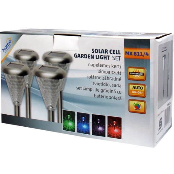 home Solarna vrtna LED lampa, metal/staklo, set 4 komada, 300 mAh - MX 811/4