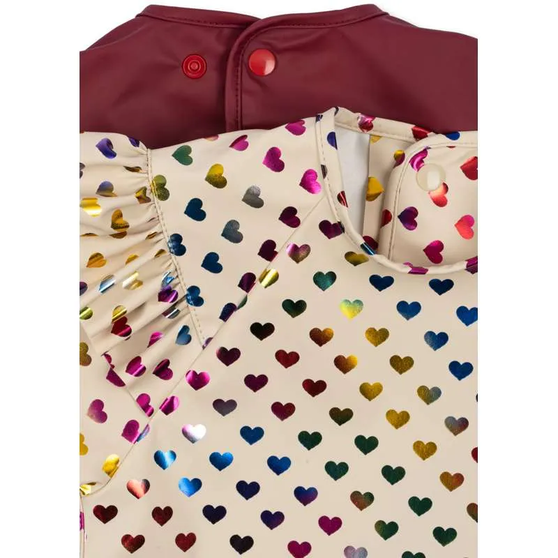 Konges Sløjd Hagesmække m. Ærmer og Flæser - 2-pak - Coeur Glitter/Sangria