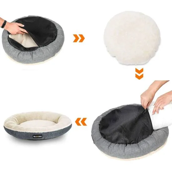 krevet za pse, krevet za mačke, u obliku krafne promjera 65 cm, sive boje