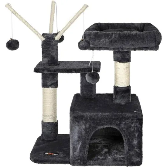 Penjalica za mačke 72 cm 3 pompona, dimno siva