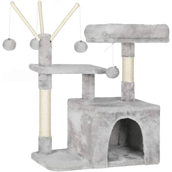 Penjalica za mačke 72 cm 3 pompona, svijetlo siva
