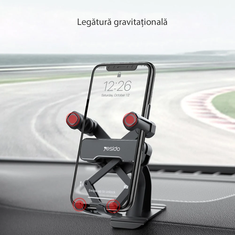 Yesido - Auto držč (C90) s Gravity Gripom za instrument ploču - crni