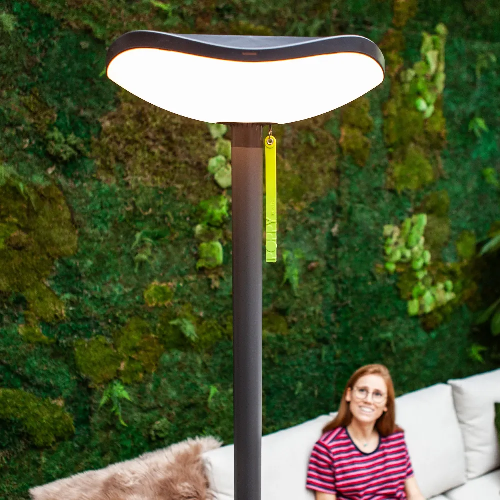 LED solarna vrtna svjetiljka POPPY, tamno siva, 8W, 3000K, IP54, 1900mm