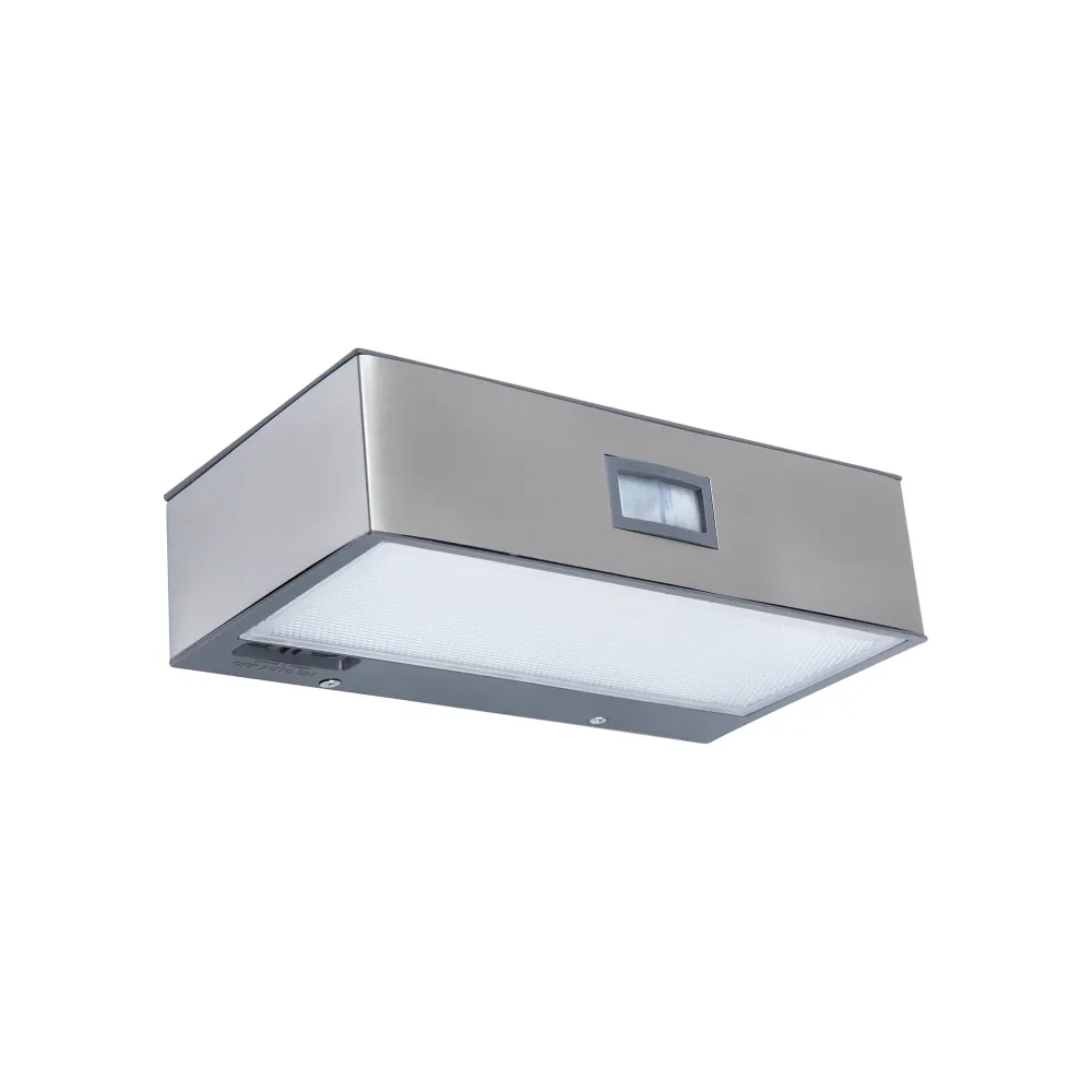 LED solarna zidna svjetiljka BRICK, senzor pokreta, nehrđajući čelik, 2W, 4000K, IP44