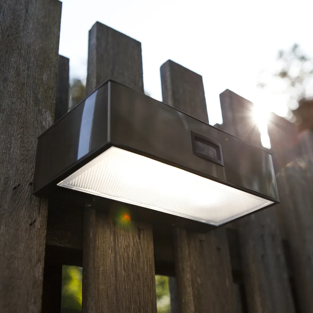 LED solarna zidna svjetiljka BRICK, senzor pokreta, nehrđajući čelik, 2W, 4000K, IP44