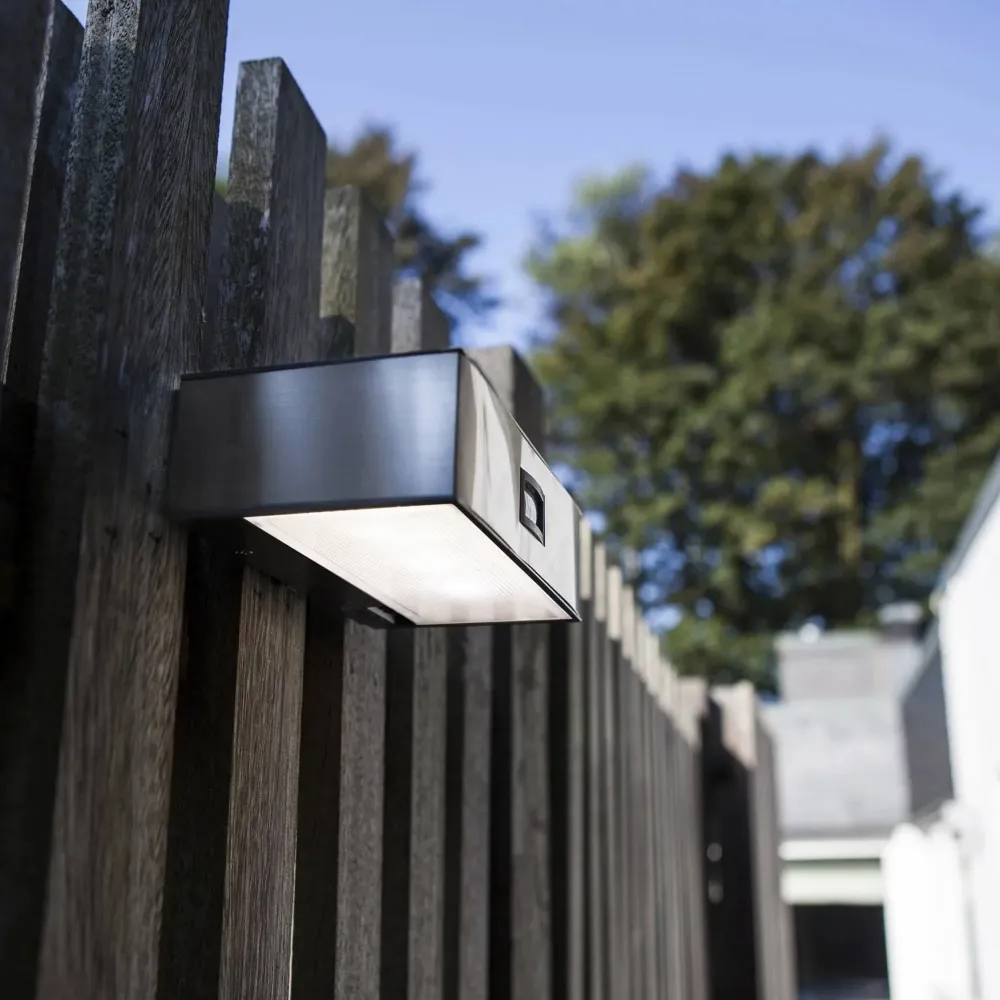 LED solarna zidna svjetiljka BRICK, senzor pokreta, nehrđajući čelik, 2W, 4000K, IP44