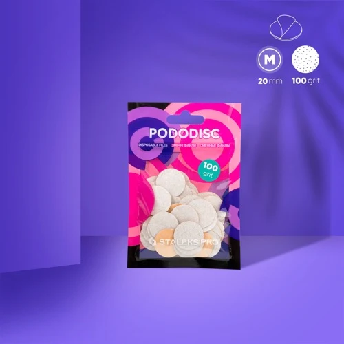 Bijele zamjenske naljepnice za disk za pedikuru Pododisc Staleks Pro M, granulacija 100 (50 kom), PDF-20-100w