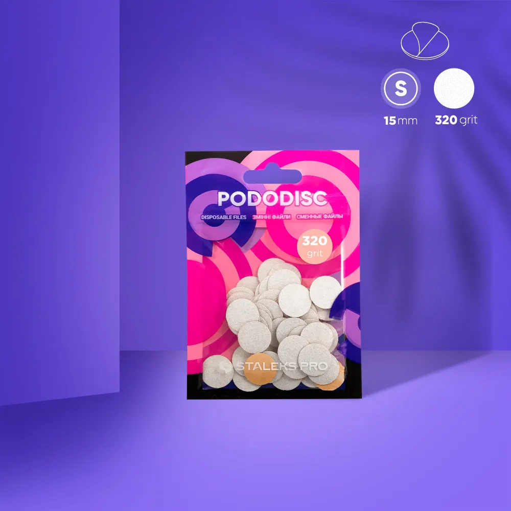 Bijele zamjenske naljepnice za disk za pedikuru Pododisc Staleks Pro L, 80 grit (50 kom), PDF-25-80w