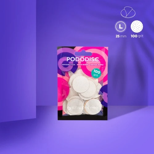 Bijele zamjenske naljepnice za disk za pedikuru Pododisc Staleks Pro L, 100 granulacija (50 kom), PDF-25-100W