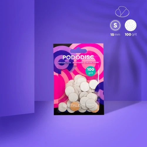 Bijele zamjenske naljepnice za disk za pedikuru Pododisc Staleks Pro S, 100 granulacija (50 kom), PDF-15-100W